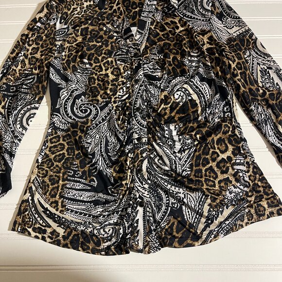 Cache Leopard Print Paisley  Top S - Picture 2 of 13